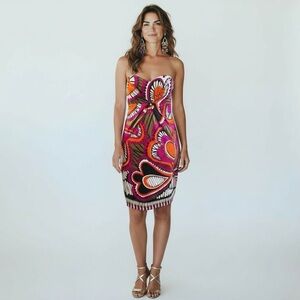 DAVID MEISTER 🌟✨🥂VTG Staples Floral Cocktail Dress Pink Orange Black/Taupe Sz 6